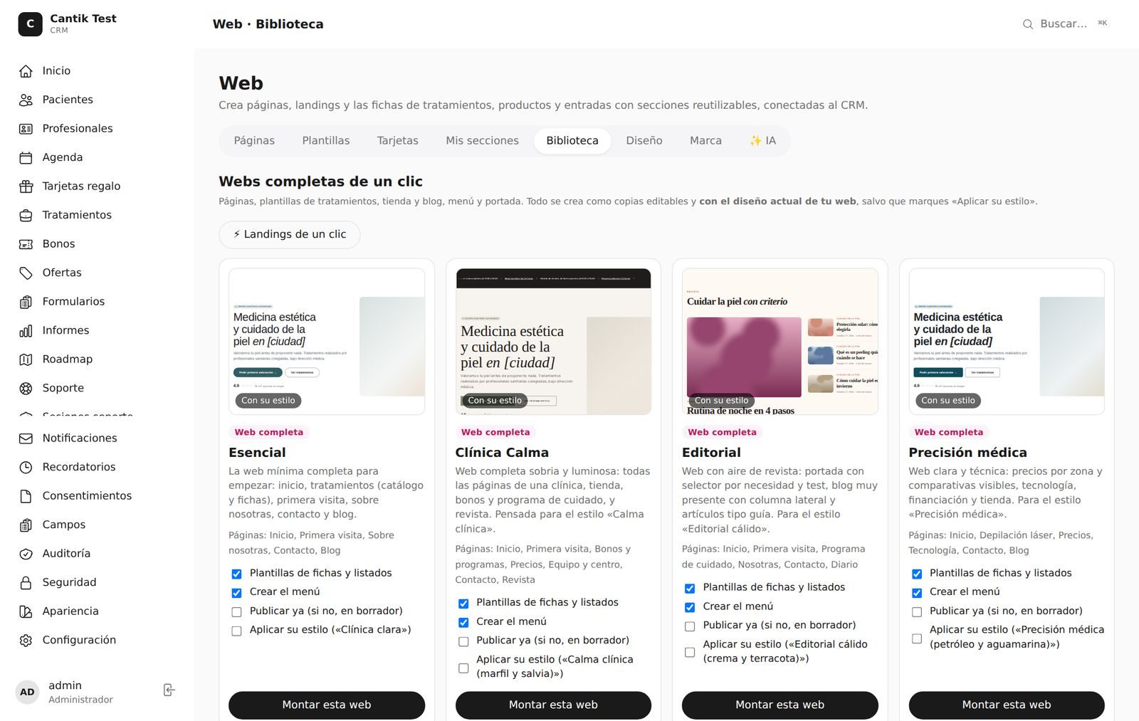 Webs completas de un clic en el Constructor web