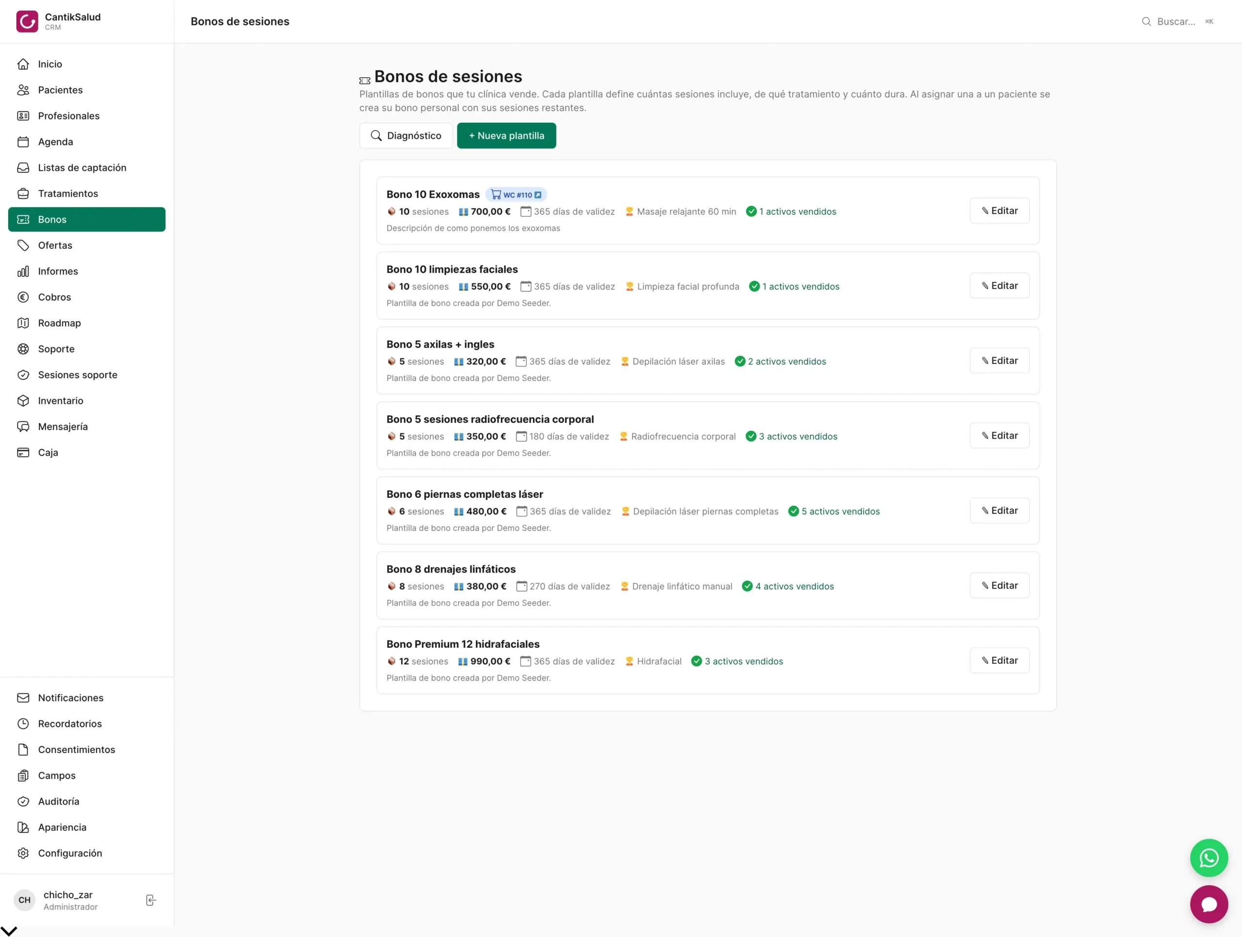 Bonos de sesiones prepagadas